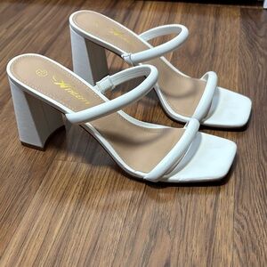 Athlefit Chic White Double Strap Heels
